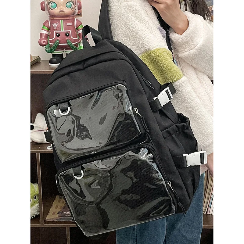 Imagem -03 - Japão Mochila Ita Nylon Transparente Mochila Laptop de Grande Capacidade Bolsos Claros para Pin Display Bolsa de Ombro Feminina Estudante