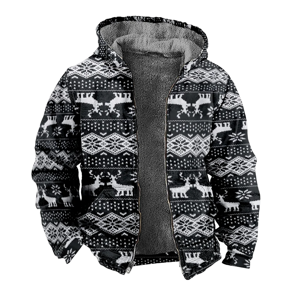 

Men's Winter Jackets Coats,Reindeer geometric Pattern Cotton Clothes Overcoat Long-sleeved Beach Dance