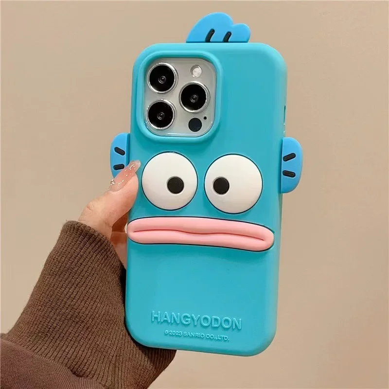 Kawaii Sanrio Phone Case for Iphone 15 13 14 12 Promax Hangyodon Cartoon Fully Cover Silicone Soft Shell