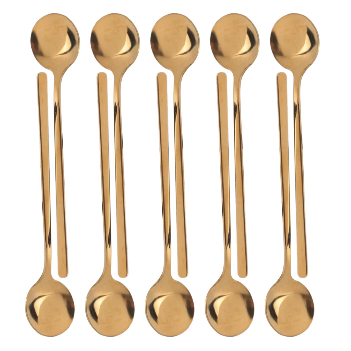10 Buah Sendok Espresso Baja Tahan Karat Kualitatif Sendok Teh untuk Kopi Gula Makanan Penutup Kue Es Krim Sup Antipasto (Emas)