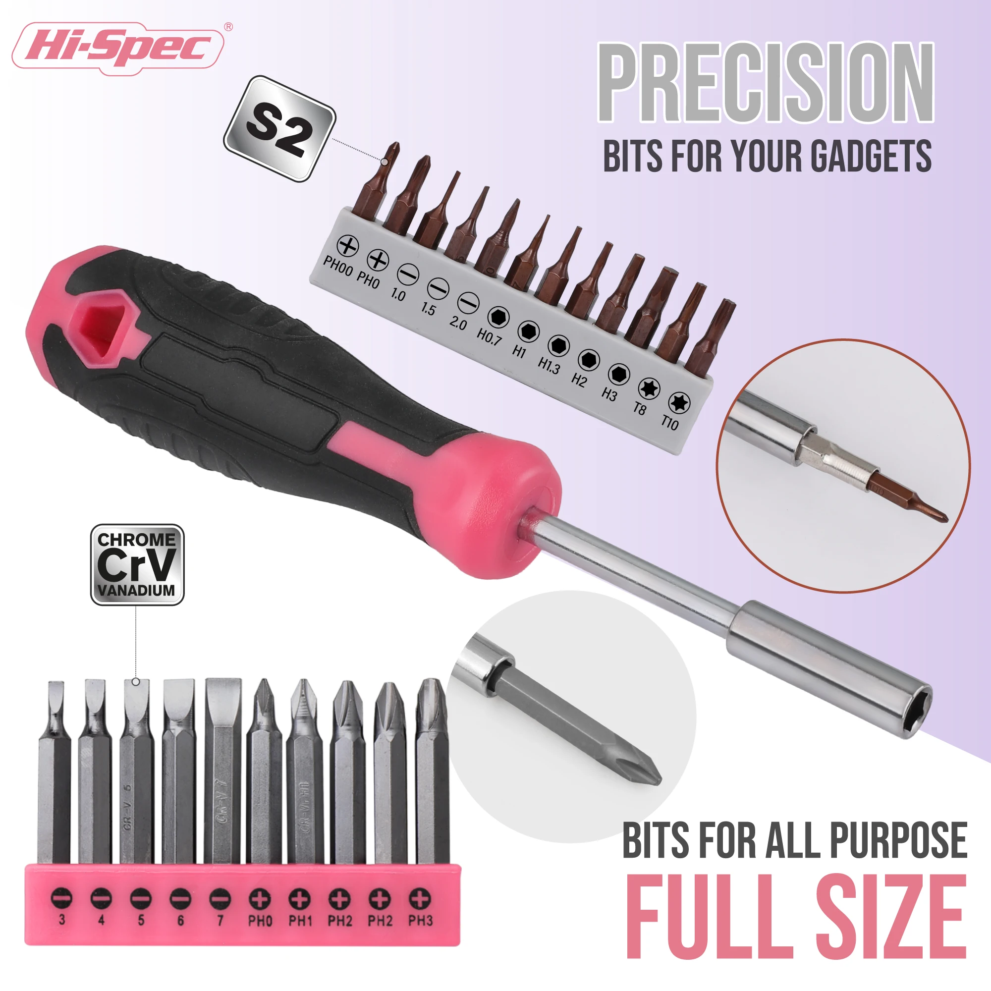 Set di trapano Hi-Spec 58pc Pink Tool Set 8V USB trapano elettrico Driver e Kit di attrezzi per la casa.