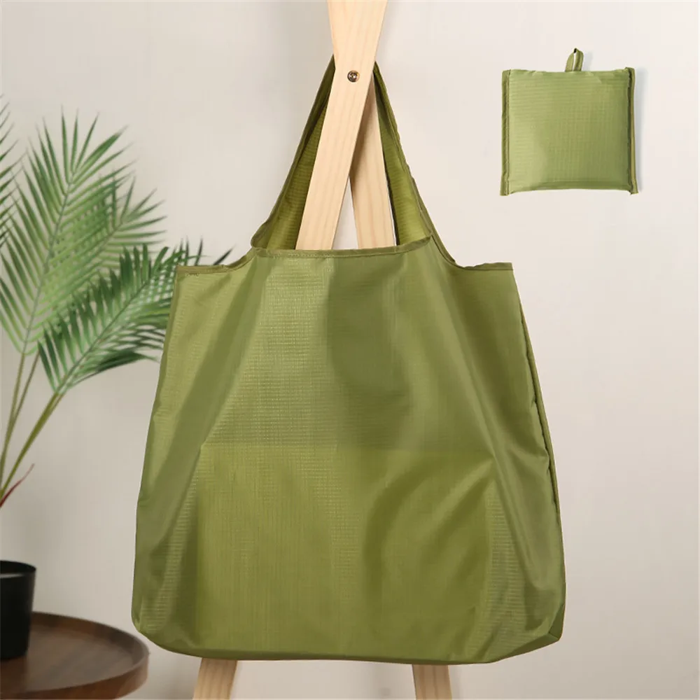 Bolsa de compras ecológica plegable, bolso de mano reutilizable, de bolsillo, ligero, de gran capacidad, para viaje y comestibles