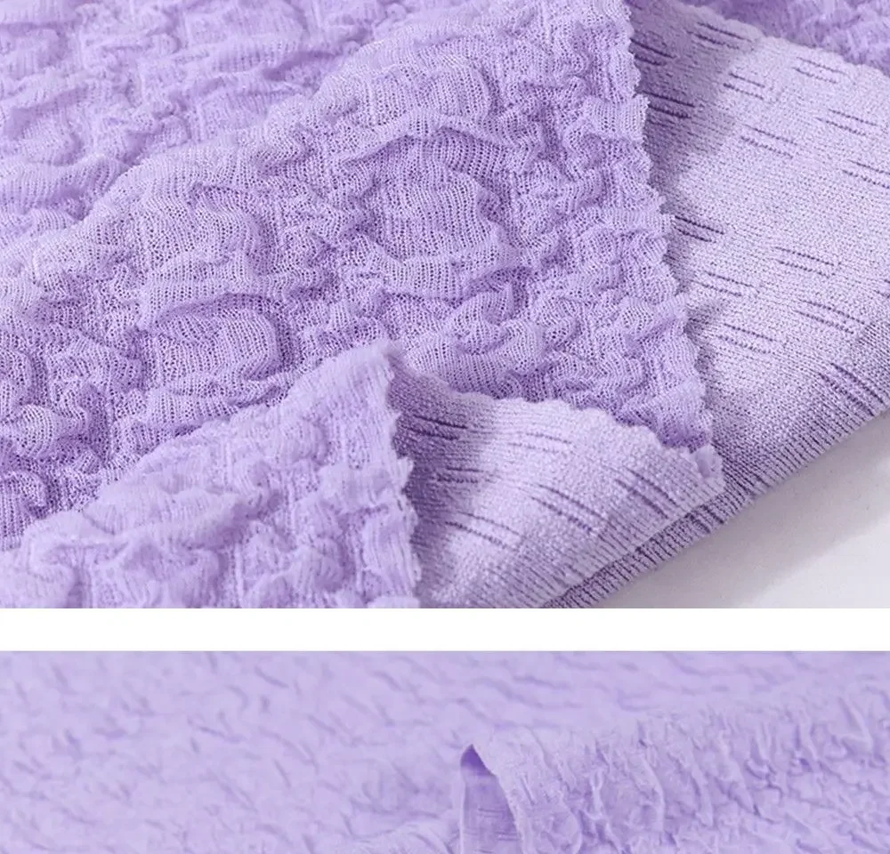 Bubble Wrinkle Knitted Elastic Plush Embroidered Fabric 3D Ruffled Texture Material For Baby Dress Women Clothing DIY Sewing