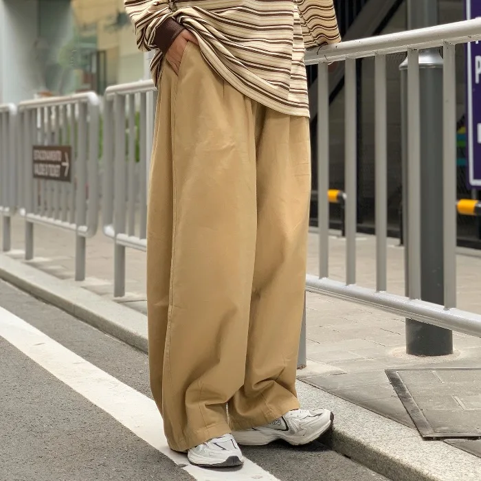 

100% Cotton Baggy Pants Men Wide Leg Oversize Japenese Y2k Ankle-length Long Harem Trousers Casual Sport 2024 New