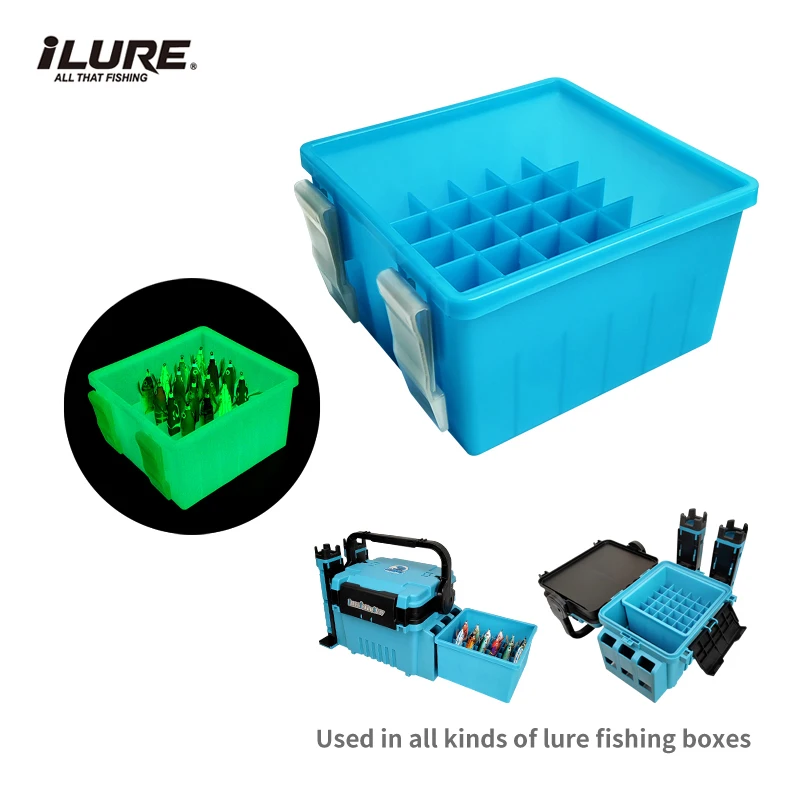 Fishing Lure Box 36 Grids Plastic Squid Jig Storage Box Webfoot Octopus Egi Organizer Box Hard Bait Container Case with Luminous