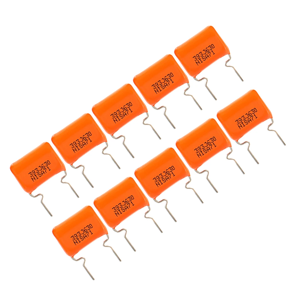 Guitar Capacitor Kit: 10 Pcs 400V 104J//630V 393J High-Voltage Orange Drops for Reliable Guitar/Bass Electronics Repair & Mods