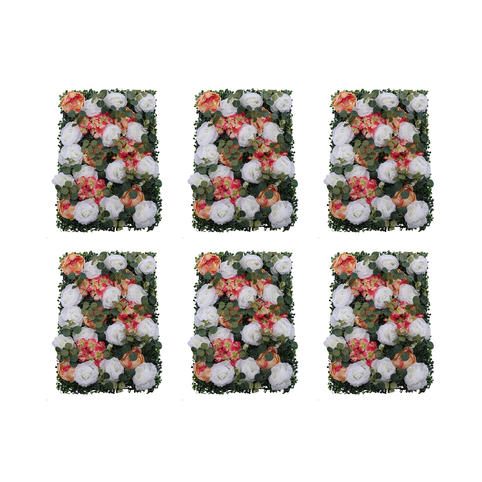 

6 Plant Flower Walls - Milan White Rose Bubble Champagne Peony Eucalyptus -60 * 40cm