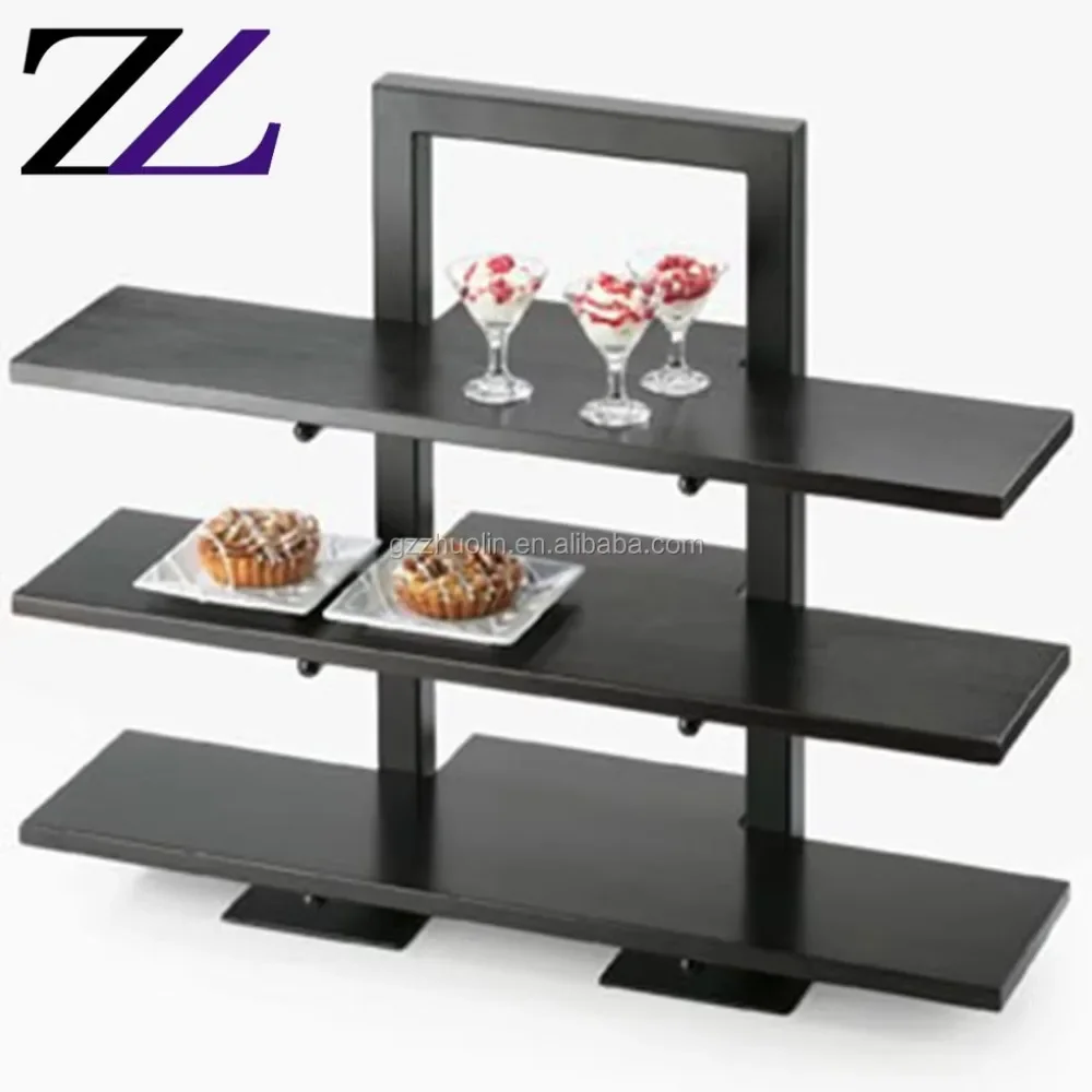 Cafeteria Wedding Surprise Cake Wood Cake Stand Shelf Equipment Riser 3 Tier Wooden Rack Set Catering Display Cake Stand