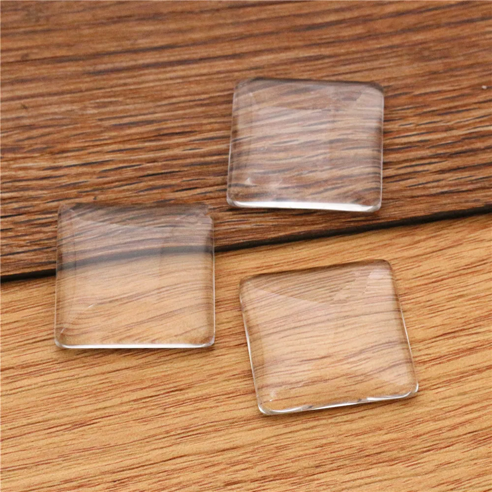 High Quality Square Flat Back Transparent Glass Clear Cabochons for DIY Jewelry Making 8mm 10mm 12mm 15mm 18mm 20mm 25mm 30mm