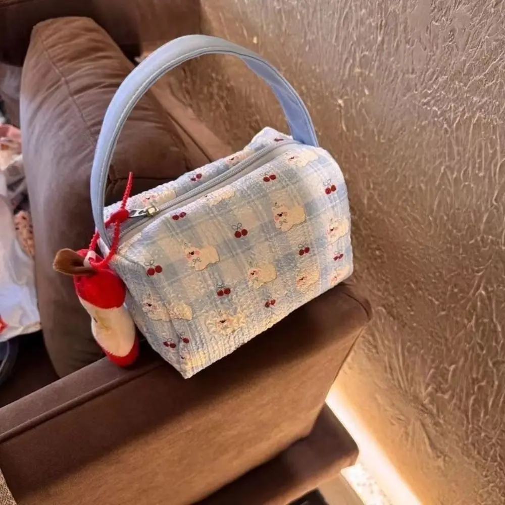 حقيبة مستحضرات التجميل النسائية المطبوعة على شكل كلب كرتوني، منظم مستحضرات التجميل المحمول، حقيبة يد للسفر، حقائب أدوات الزينة ذات سعة كبيرة