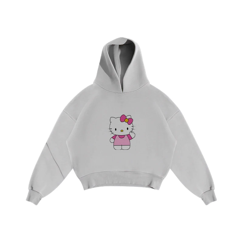 Sweat à capuche Hello Kitty pour enfants, pull à capuche pour filles, vêtements rétro coréens, mode Kawaii, automne et hiver