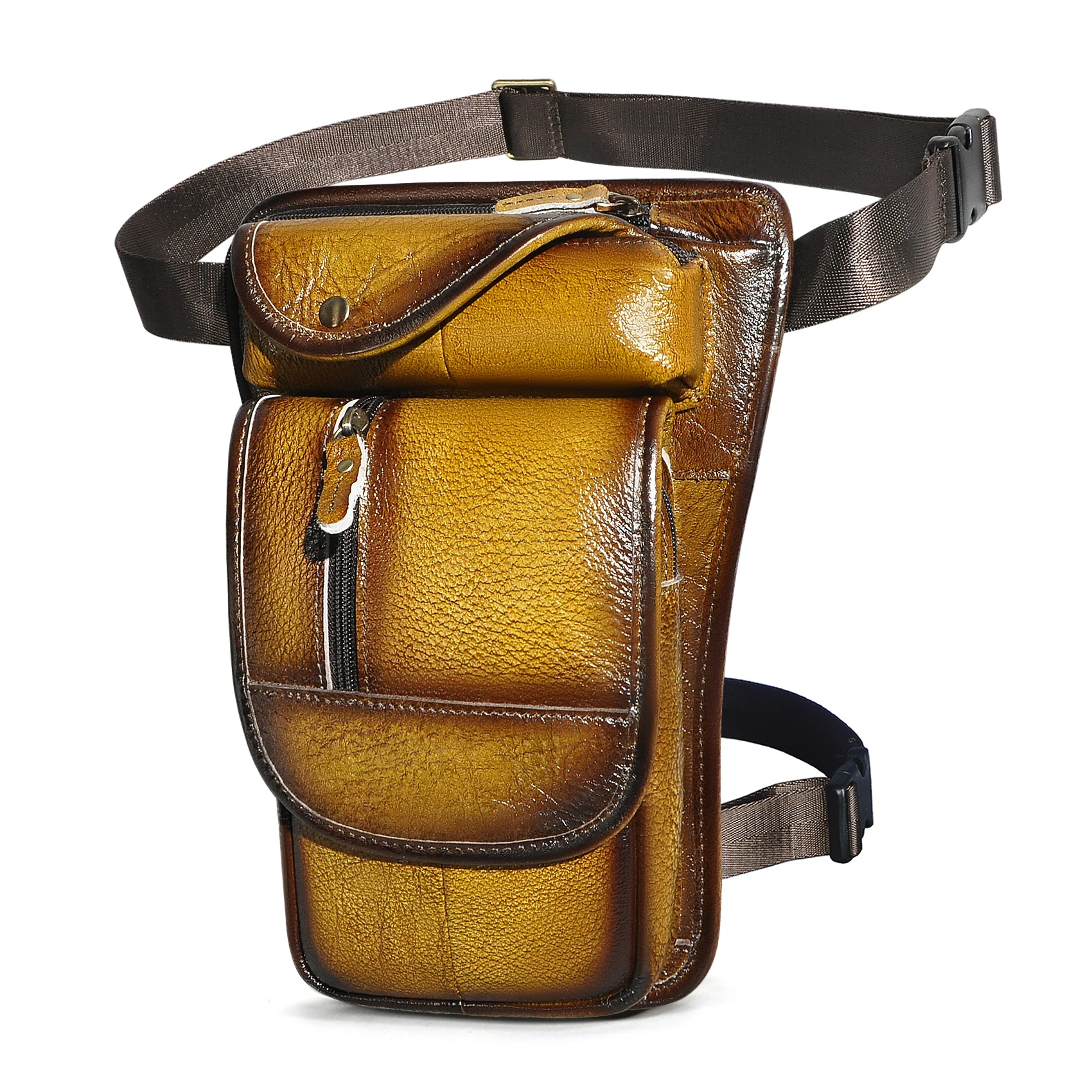 

Original Leather Coffee Design Men Shoulder Bag 8" Tablet Fashion Organizer Travel Fanny Waist Belt Pack Leg Bag Male 3112-lb