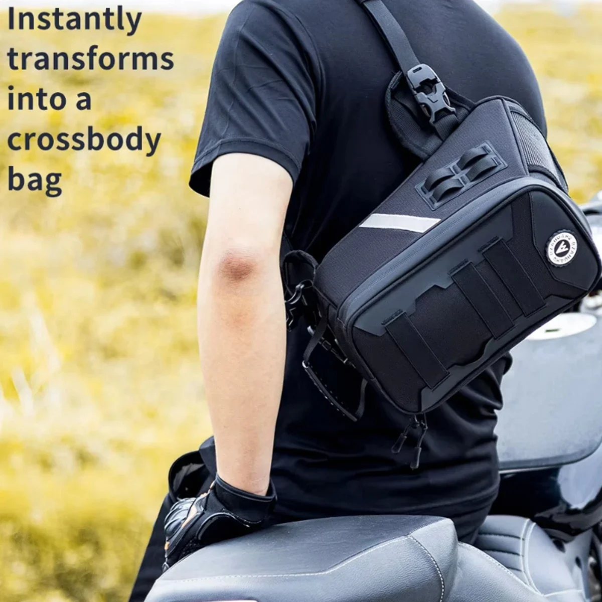 Motorcycle Tank Bag Quick Release Fuel Tank Bag with Waterproof Rain Cover 5L Motorbike Fuel Tank Luggage Bag, Crossbody Bag