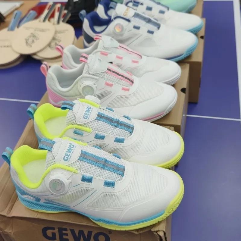 Original Brand Designer Quick Lacing Badminton Training Athletic Shoe Professional Table Tennis Shoe Couples Breath Court Shoe