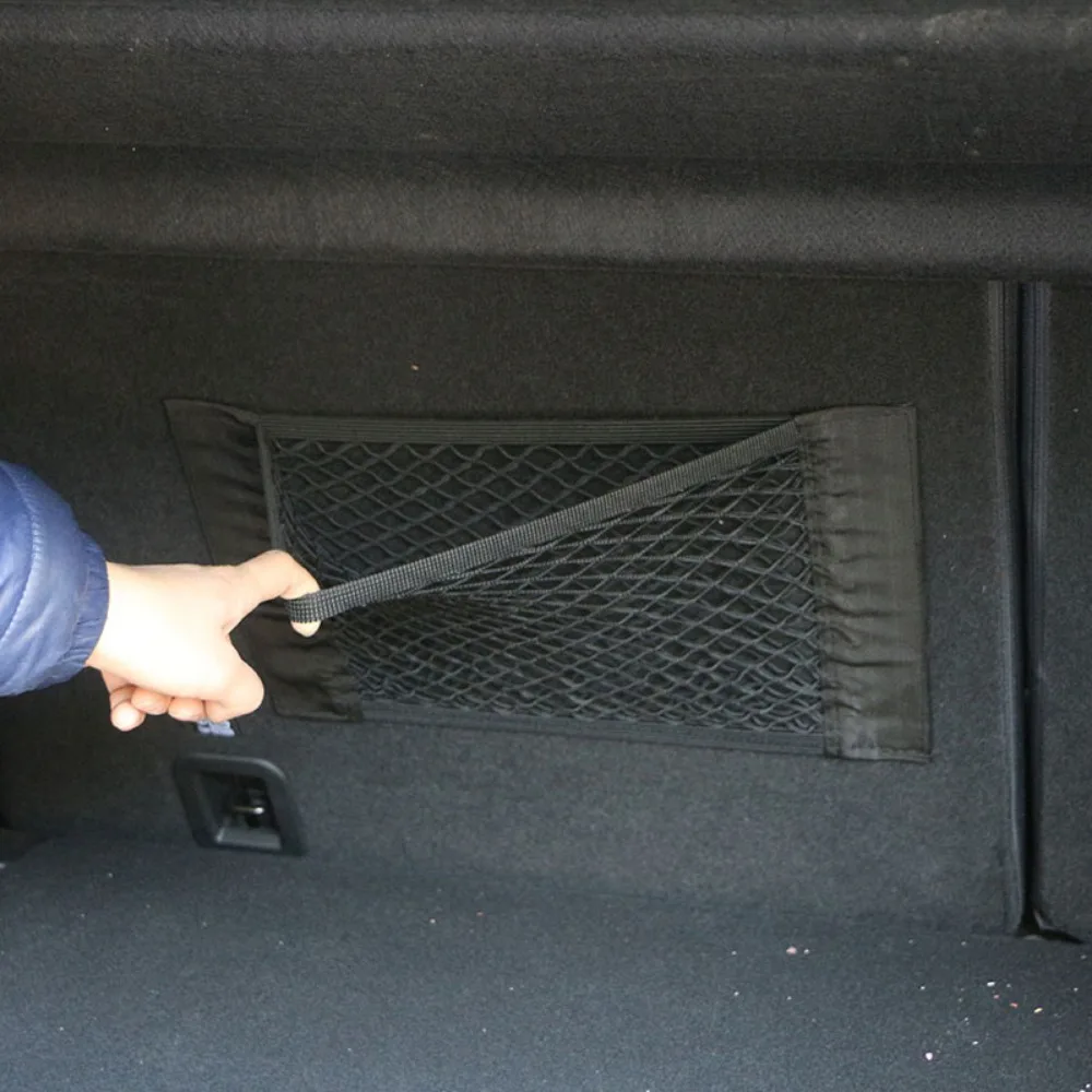Torba do przechowywania na tylnym siedzeniu samochodu Siatka do bagażnika Automatyczny organizer Dwupokładowa elastyczna siatka Magiczna naklejka Kieszonka Torba do bagażnika samochodowego Organizer
