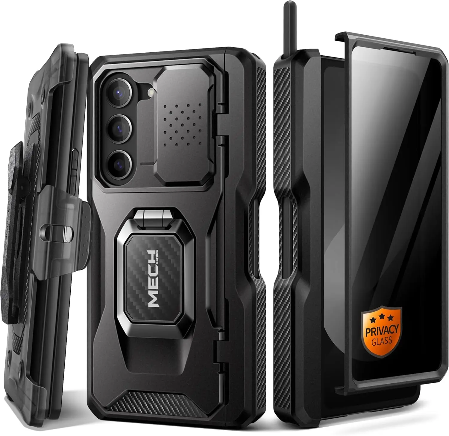 

Shockproof Rugged Case with Ring Stand, S Pen Holder & Screen Protector for Samsung Z Fold 6 2024, Black