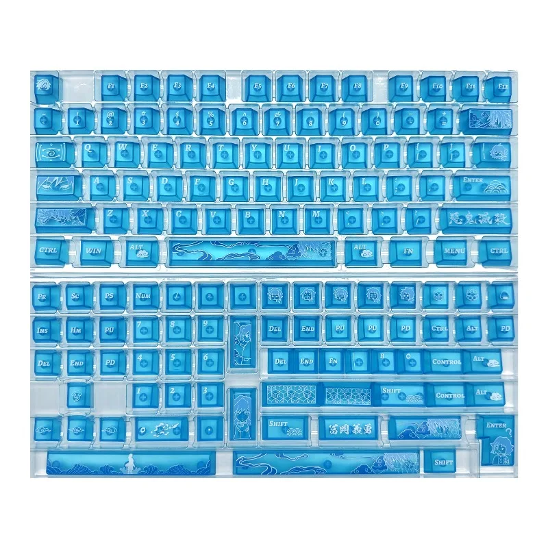 Tema della colonna d'acqua Keycap Anime Demon Slayer Cherry Profile Keycaps 140 Key Pc Tastiera meccanica personalizzata traslucida