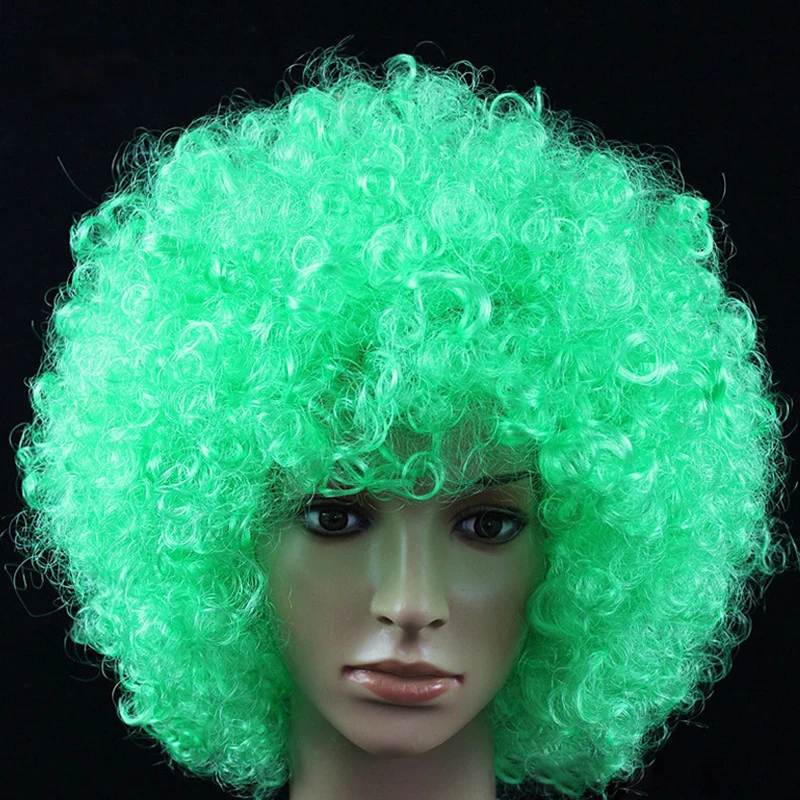 Frauen lockige Cosplay Perücke kurze gewellte lockige Haare bunte synthetische Perücke für tägliche Party Männer Fußball Fan tragen Kinder Perücken – Detail 12