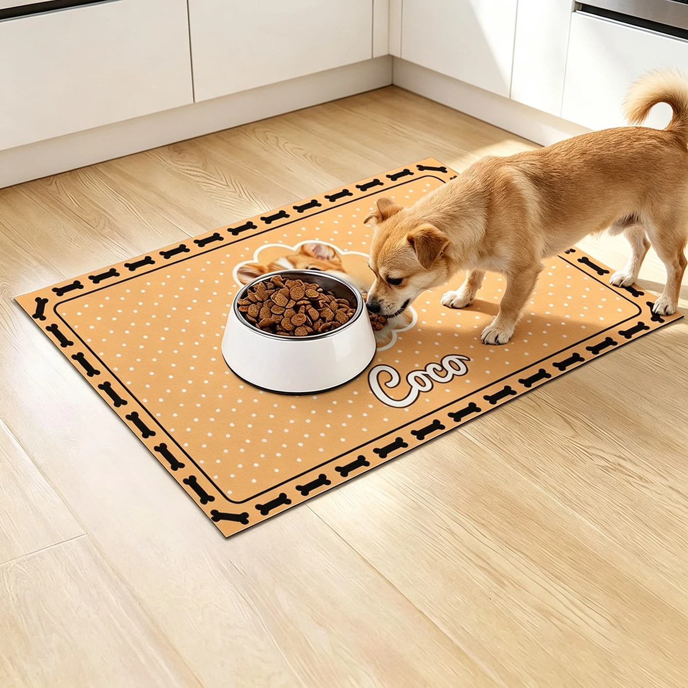 Personalized Custom Dog Food Mat Custom Pet Picture & Pet Name Spill Proof Pet Accessory Indoor Household Pet Feeding Area