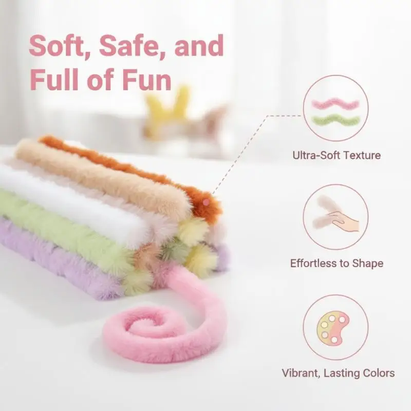 25mm Plüsch-Eisendraht-Stäbchen, bunte Woll-Drahtstäbchen, DIY Miniatur-Tier- und Haustierspielzeug, handgefertigte Accessoires – Detail 2