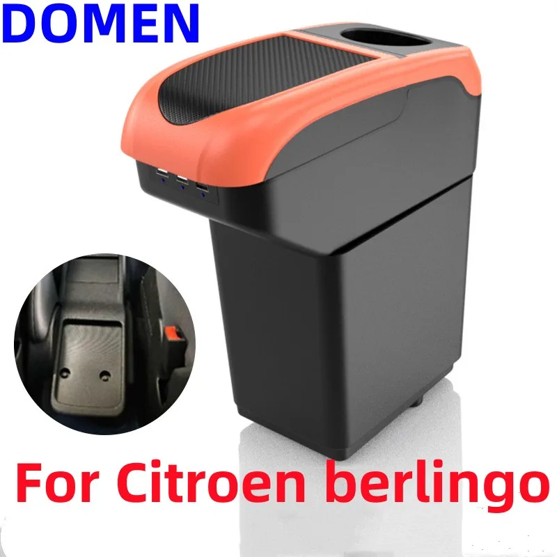 New Storage Box For Citroen berlingo dedicated center armrest box interior trim USB Charging