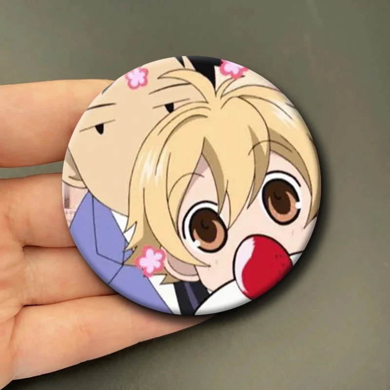 58mm Ouran High School Host Club Portable Mirror Cute Anime Character Cartoon Mini Makeup Mirror Accessories Decor Fans Collect