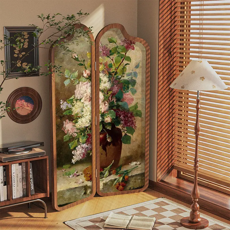 Living room, homestay entrance, sofa blocking mobile solid wood folding screen