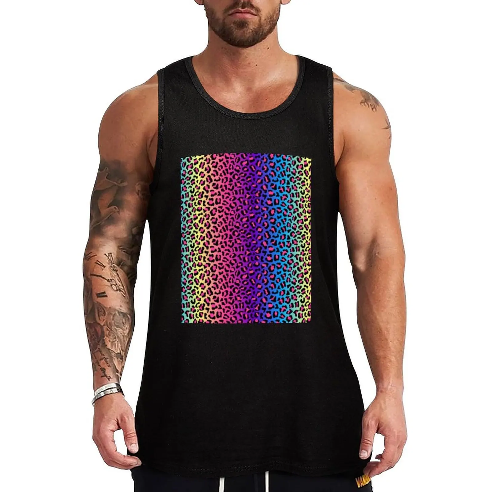 Rainbow Leopard Tank Top Muscle Fitness Tank Top Sleeveless Athletic Workout