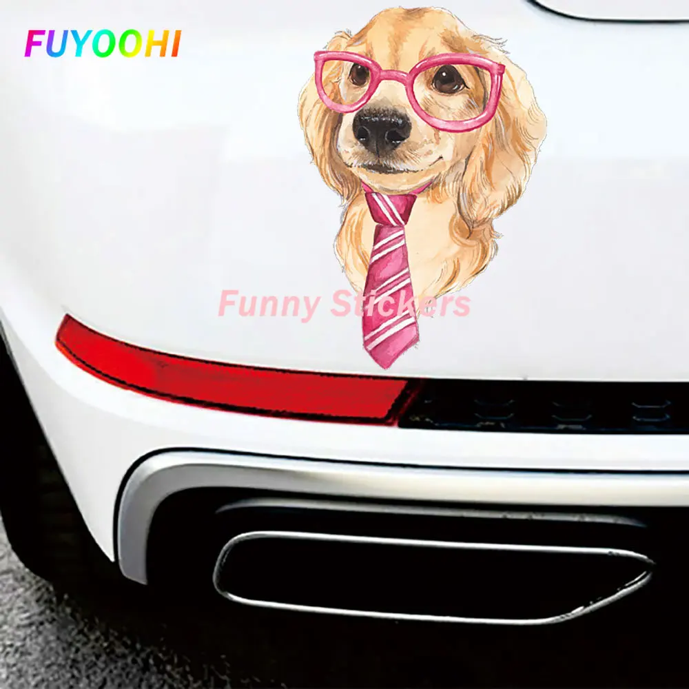 FUYOOHI ملصق أنيق الذهبي المسترد مرسومة باليد الكرتون ملصقات السيارات دراجة نارية الزخرفية عاكس نافذة السيارة الشارات