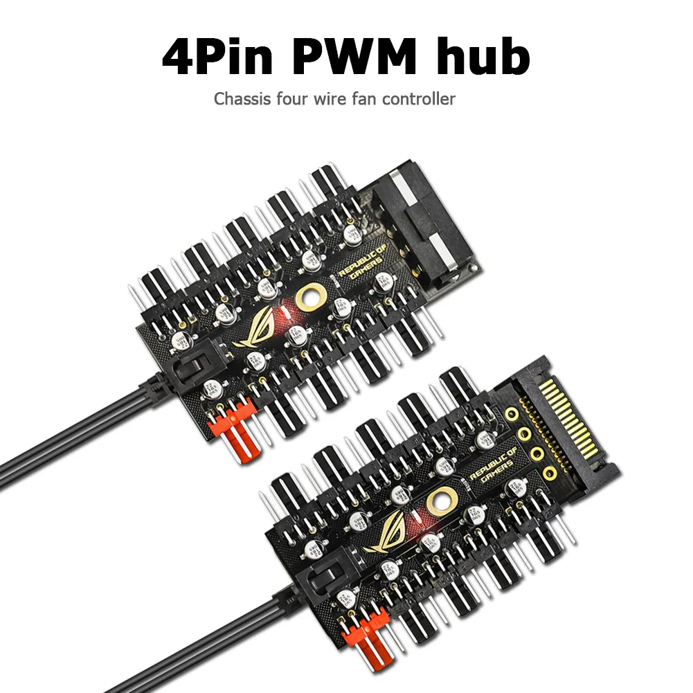 4 Pin HUB Motherboard Strip Adapter Powered Chassis Extension Four Cooler Fan Temperature Controller Board