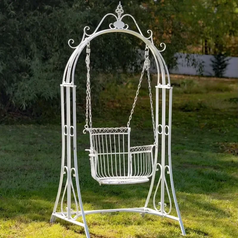 Home Garden Arch with Seat Ironwork Rose Pergola Metal Garden Arch Outside the Arch Stand Courtyard Wedding Door