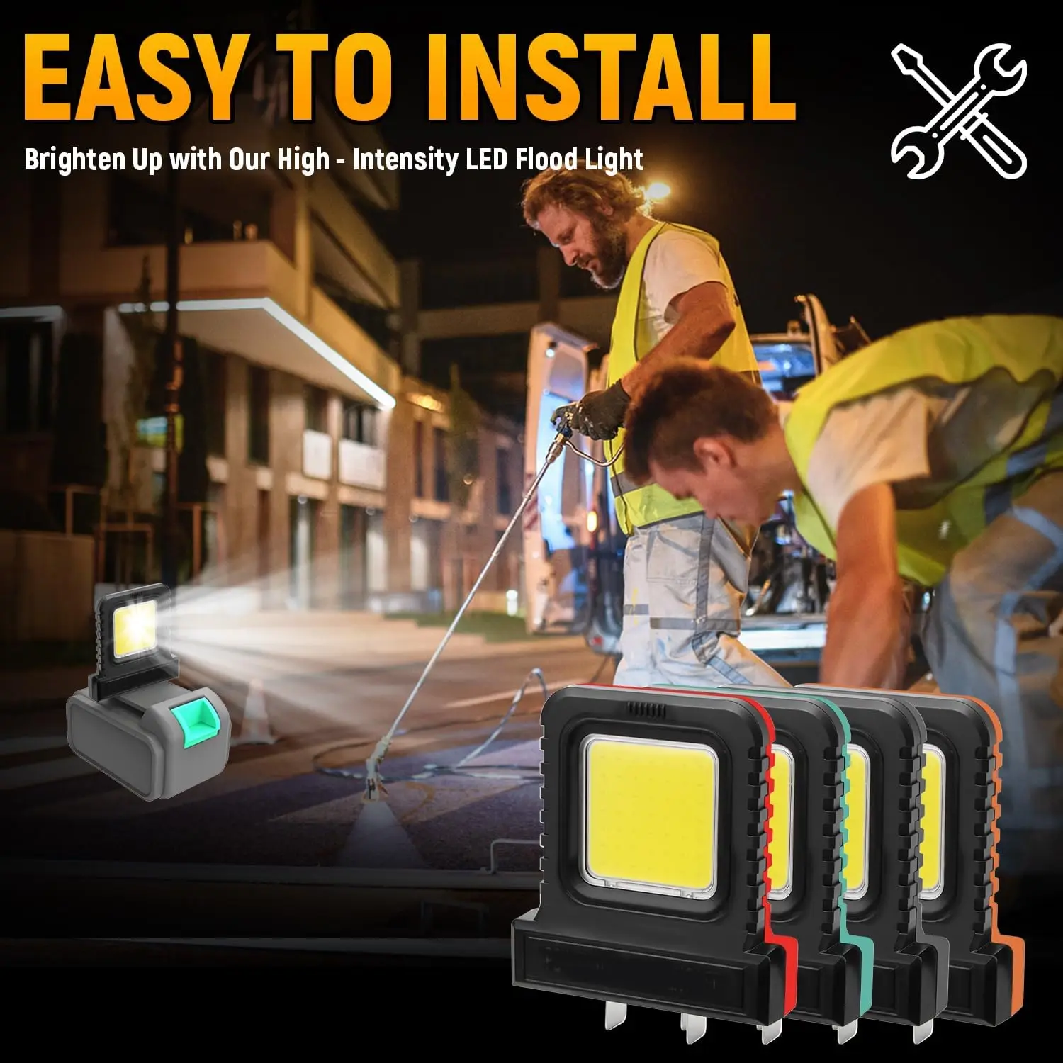 Super Bright LED Flood Light For 21V Electric Battery Powered Tools 2000 Lumen Magnetic Flashlight Outdoor Portable Work Light