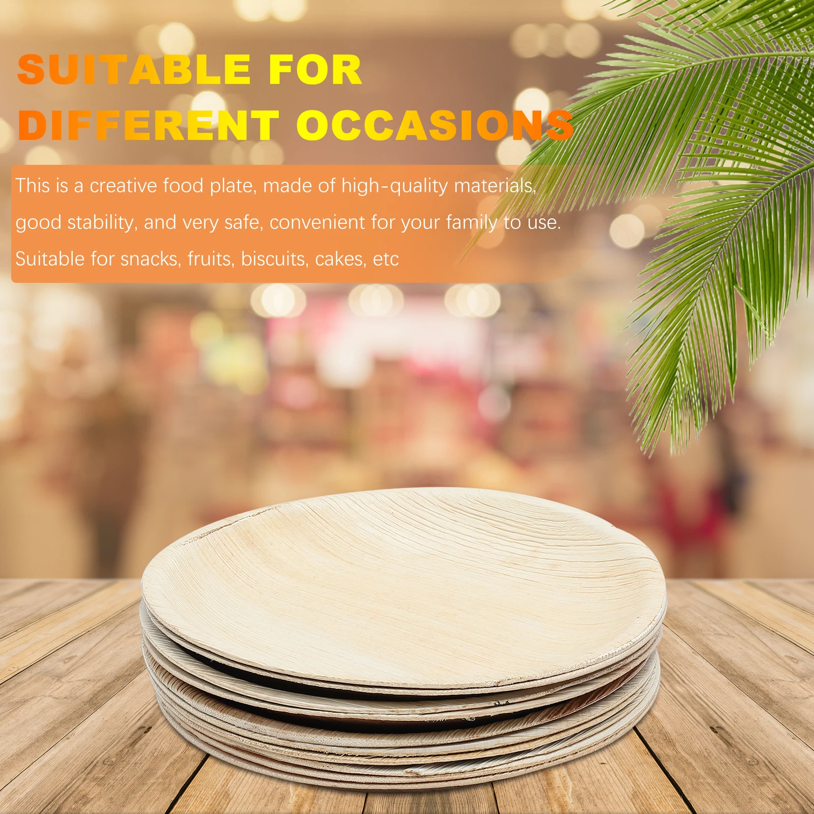 

3pcs Palm Leaf Plates Food Tray Dessert Storage Snack Holder Suitable Restaurants Homes Coffee Shops Kitchen Bar Utensils