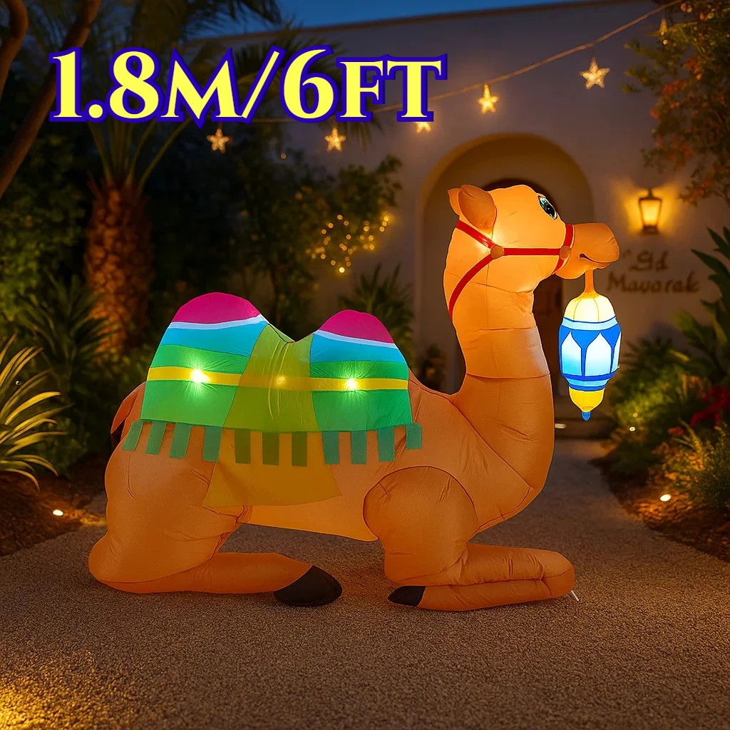 

Праздничное украшение своими руками 1,8 м/6 футов Рамадан Мубарак мусульманский/исламский Ид встроенные светодиодные фонари надувная модель уличные украшения для вечеринок