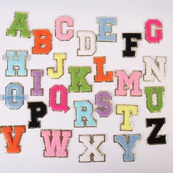 5.5cm A-Z צבע אנגלית אותיות תיקוני בגדי תיק גליטר מכתב תיקוני מקל על האלפבית אותיות רקמת Applique