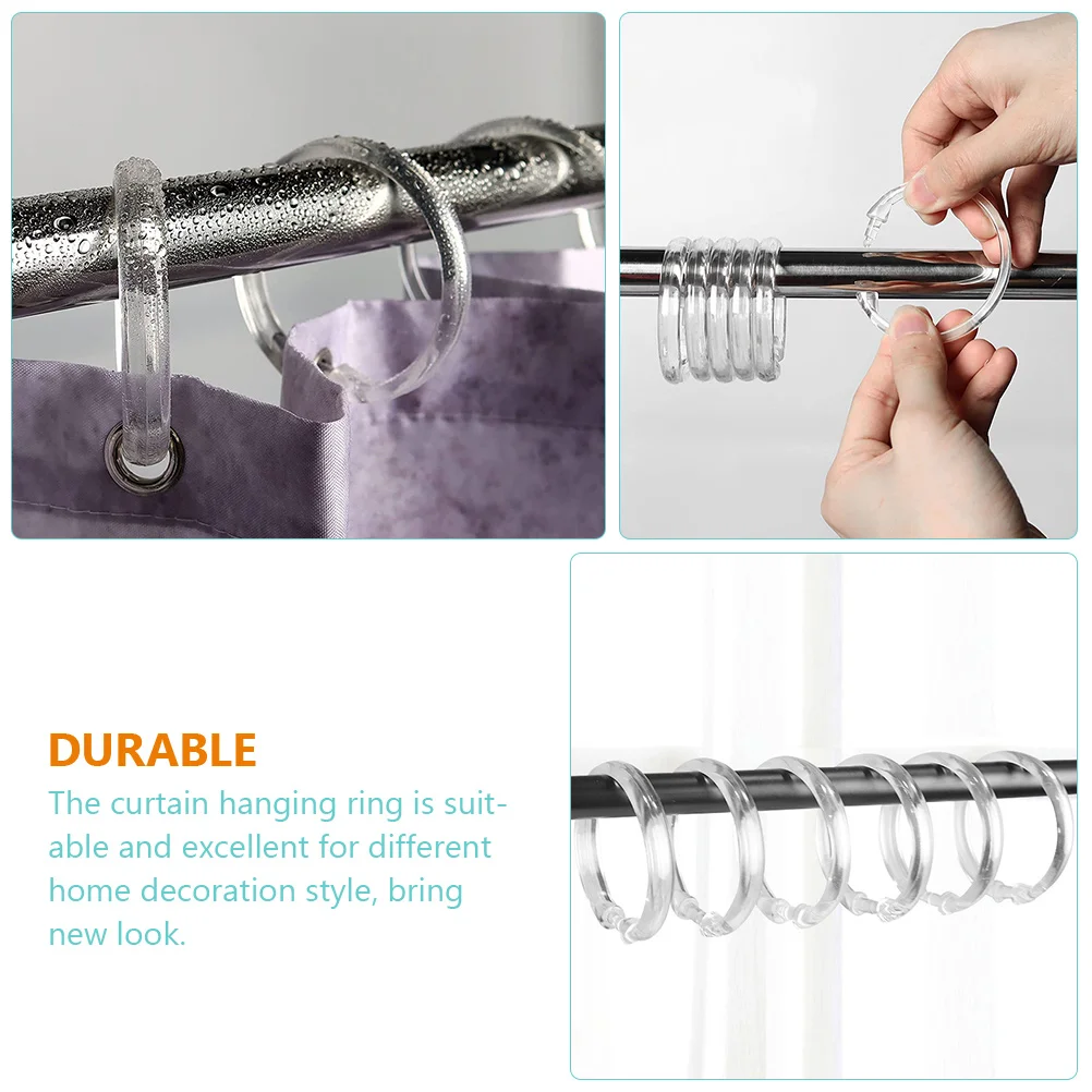 

24 Pcs Shower Curtain Hooks Rings Hanging Clips Transparent Plastic Safe Home Decor Accessories Curtains Hardware