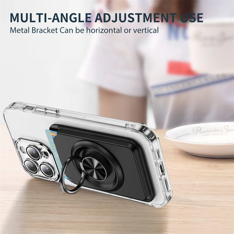 YsmMagnetico per Anello Magsafe 360 °   Portafoglio con staffa per iPhone 1715 14 13 16 Pro Max per Samsung S24 S23 S22 Ultra Cover per borsa per carte