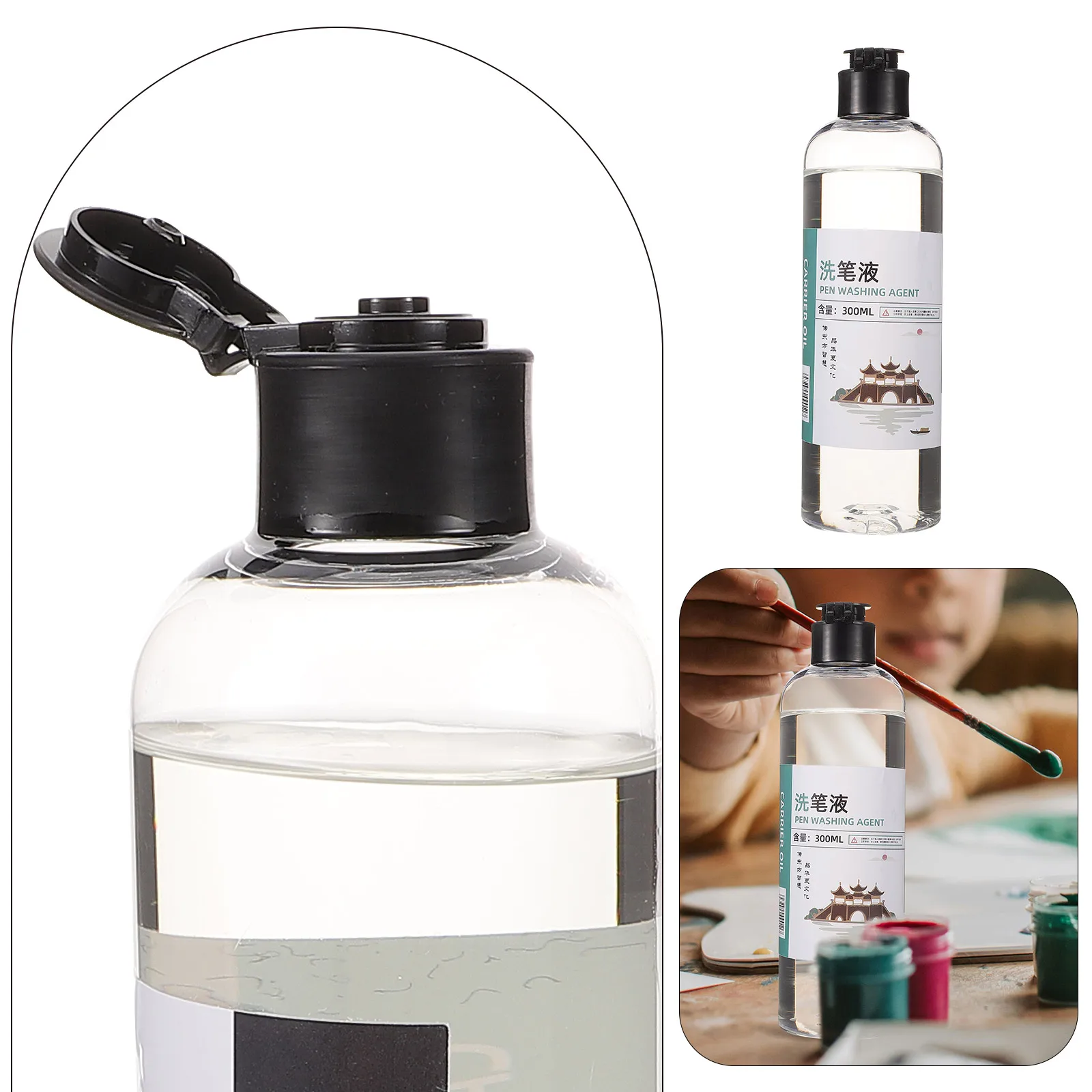 

300ml Pen Cleaning Liquid for Oil Paint Brush Cleaner Tool Artists Supplies Protects Bristles Removes Residue Art Painting