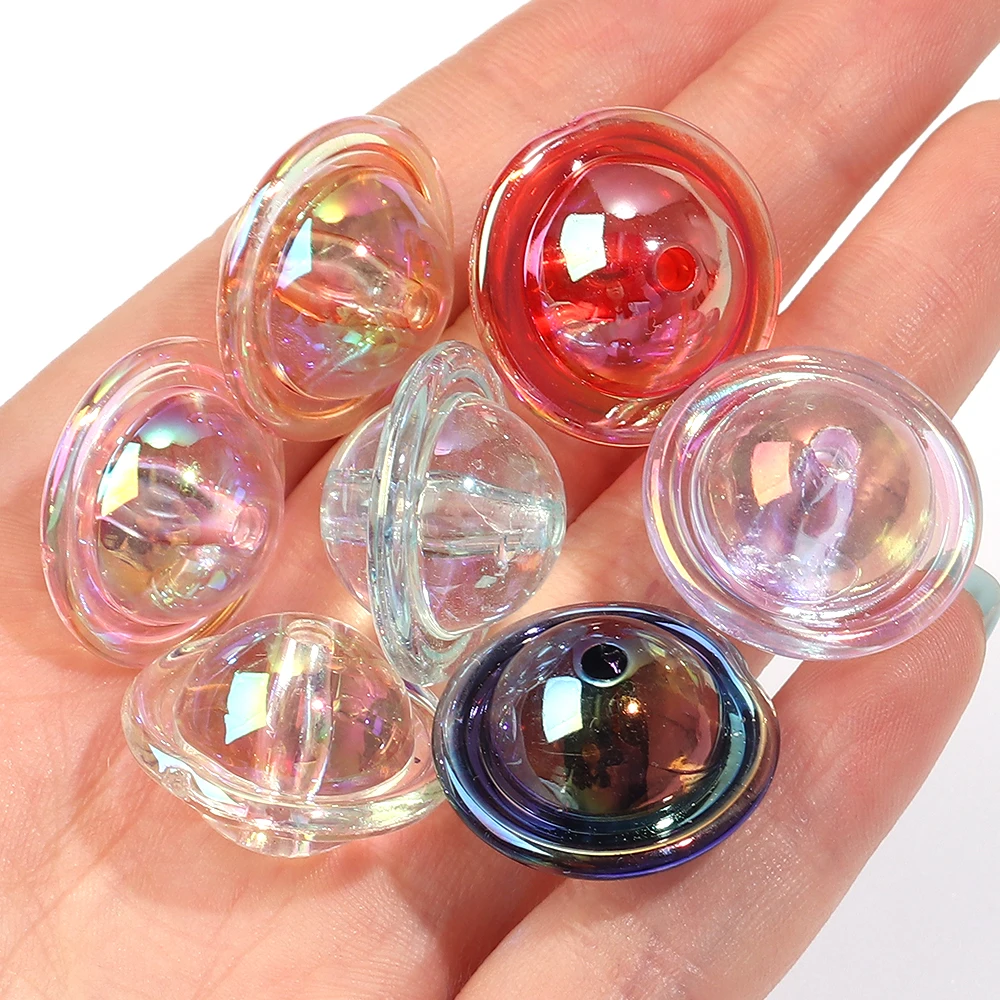 10 Stück/Lot UFO-förmige Perlen in AB-Farbe, lose Acryl-Abstandshalterperlen, Anhänger für DIY-Schlüsselanhänger, Handyketten, Schmuckherstellung, Zubehör – Detail 6