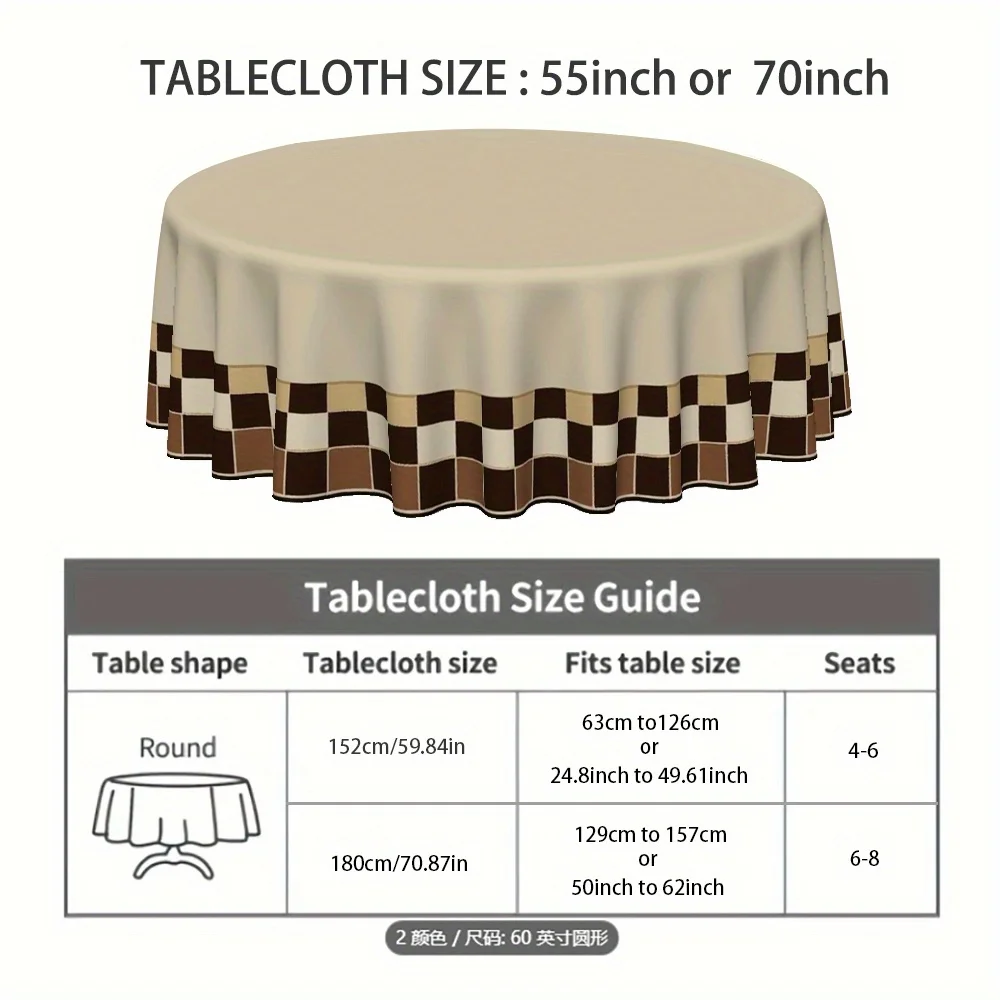 One checkered Christmas tablecloth, specially designed for round tables, is perfect for a family kitchen.