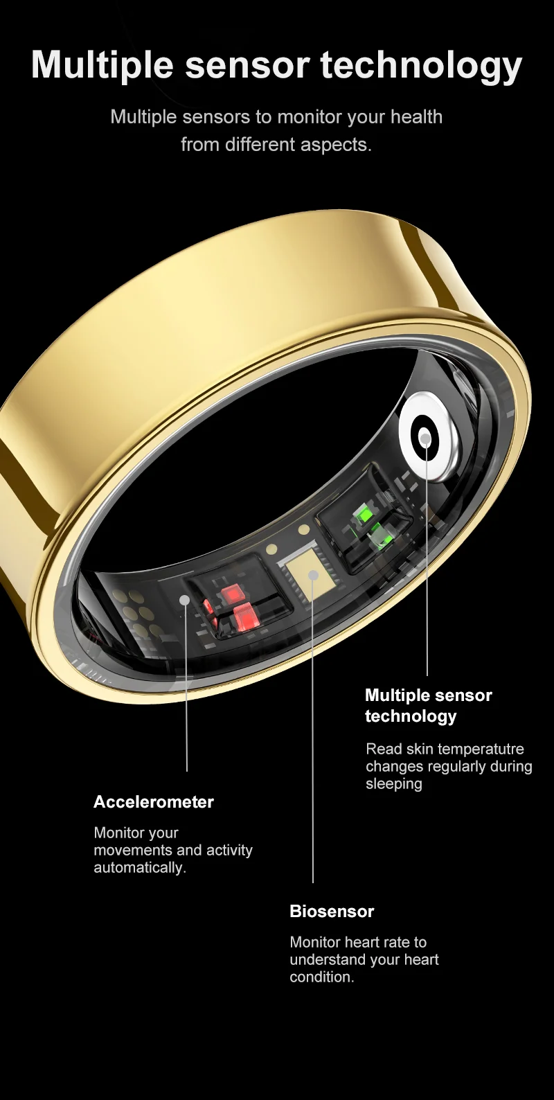 R09 Smart Ring Men Women with Charging Case Heart Rate Blood Oxygen 5ATM Waterproof SmartRing For Xiaomi Samsung Android IOS image 3