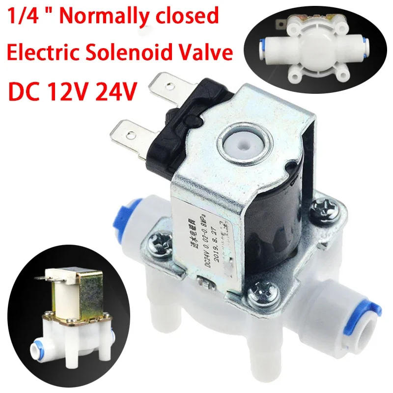 

DC12V 24V Normally Closed Electric Solenoid Valve 1/4" Water Air Inlet Flow Switch Washing Machine Ice Machine Dispenser