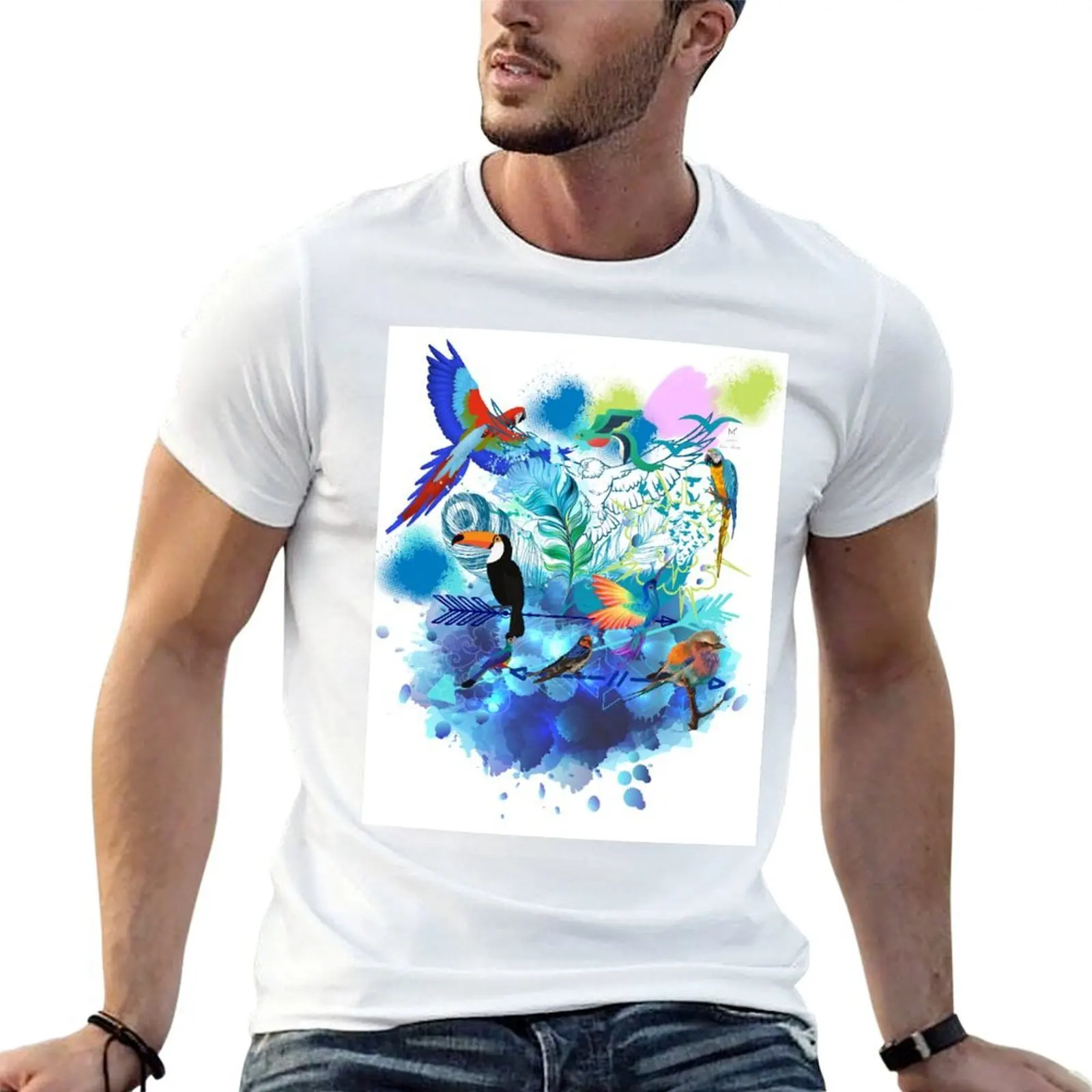 Tropical Feather T-Shirt man graphic t shirt man t shirt summer T-Shirt