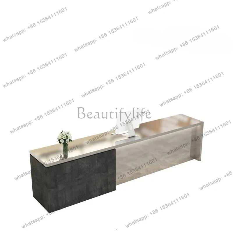 

FG26Simple company front desk reception desk gray stainless steel water bar