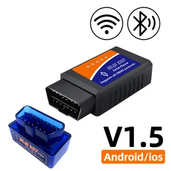 Escáner OBD2 ELM327 para reparación de coche, herramienta de detección de código V1.5, WIFI, Bluetooth, OBD 2 para IOS y Android