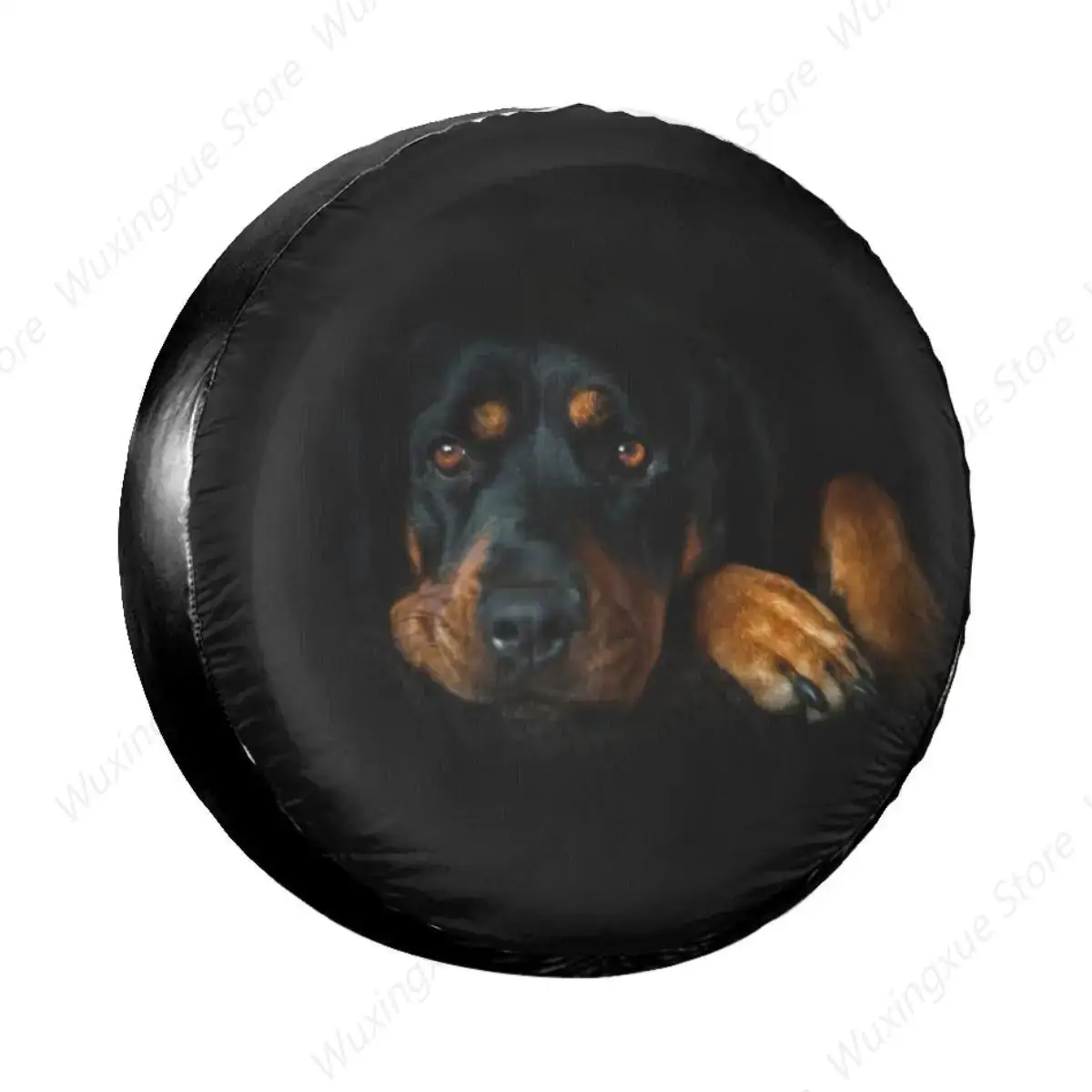 

Cute Rottweiler Resting Spare Tire Cover Case Bag Pouch Rottie Dog Lover Wheel Covers for Jeep Hummer 14" 15" 16" 17" Inch