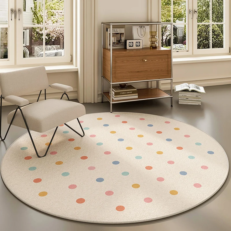 Ins Style Simple Round Carpet Light Luxury Rocking Chair Anti Fouling Carpets Bedroom Cloakroom Advanced Anti Slip Polka Dot Rug