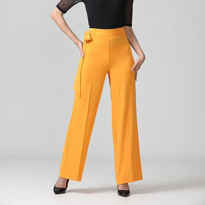 Pantalones elásticos de cintura alta para mujer, pantalón de gran tamaño con Lazo de cinta que combina con todo, informal, sólido, 4XL, primavera y otoño, N114