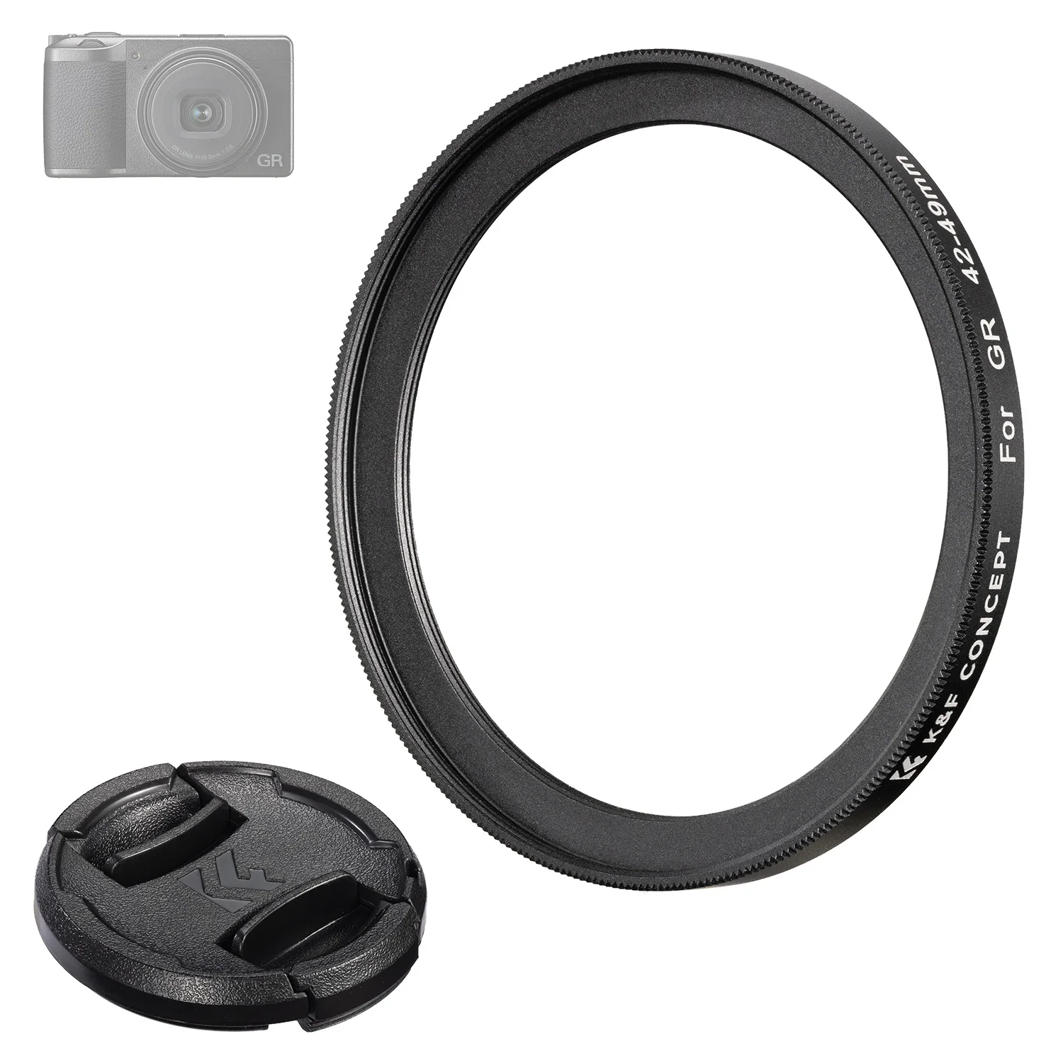 Adaptador de Filtro de Lente K&F Concept para Ricoh 42-49mm con Cubierta de Lente de 49mm para Modelos de Cámara GRII, GRIII, GRIIIX, GR4, Serie Nano-X