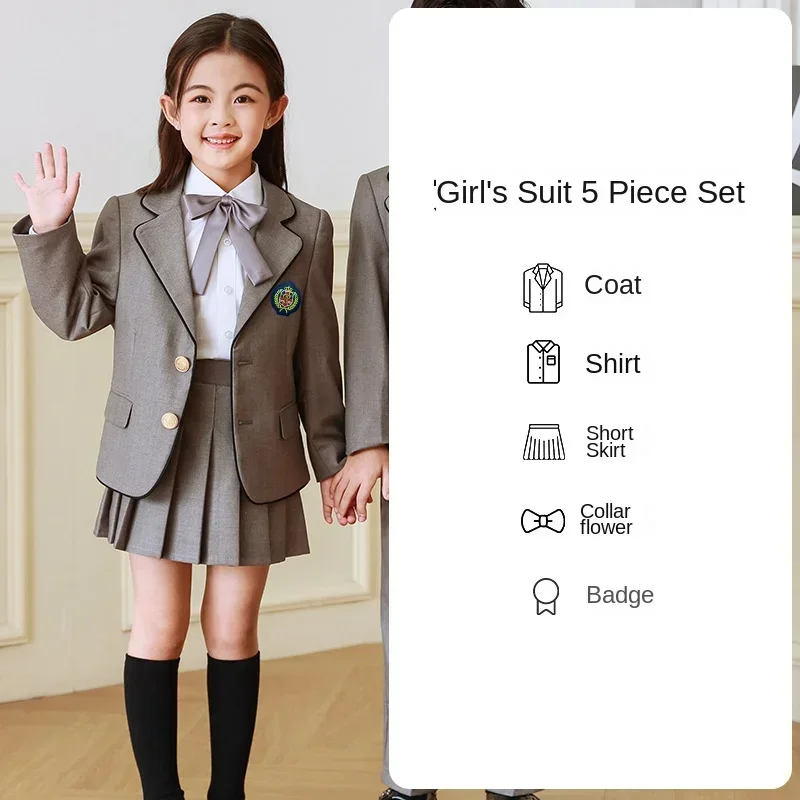 Gonne a pieghe uniformi per bambini Gonna grigia a vita alta stile scolastico Set completo di uniformi scolastiche in stile britannico di qualità superiore carina